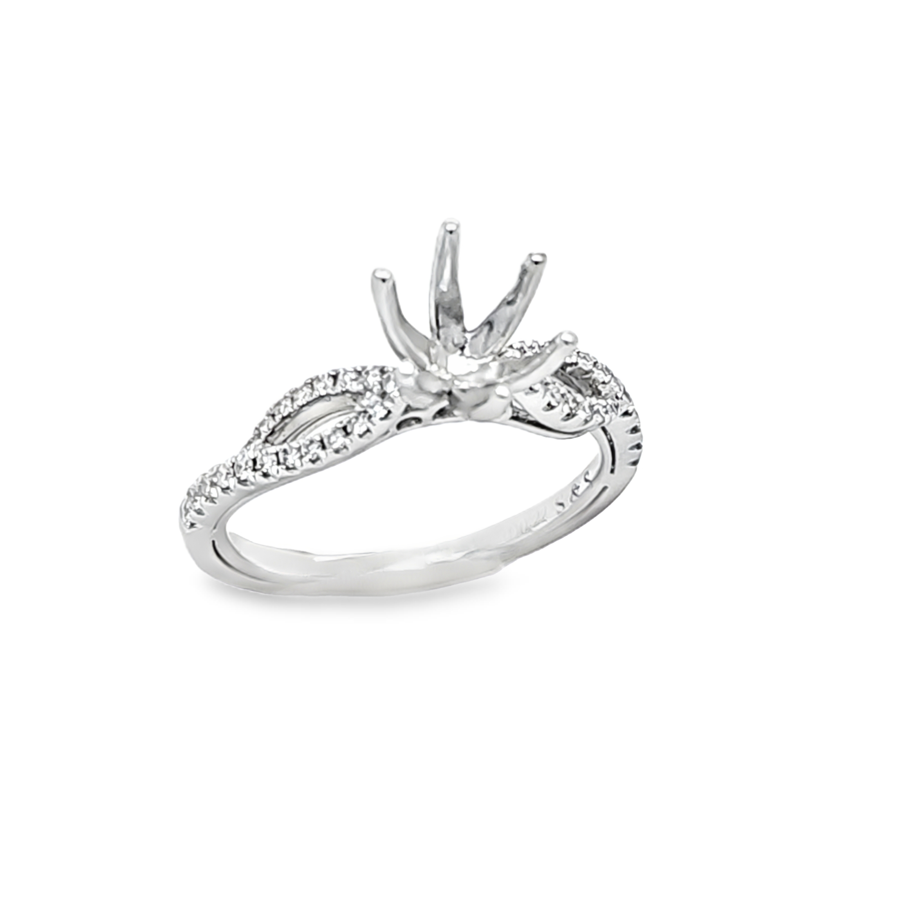 14K White Gold Infinity Shank Engagement Ring Semi-Mount – Size