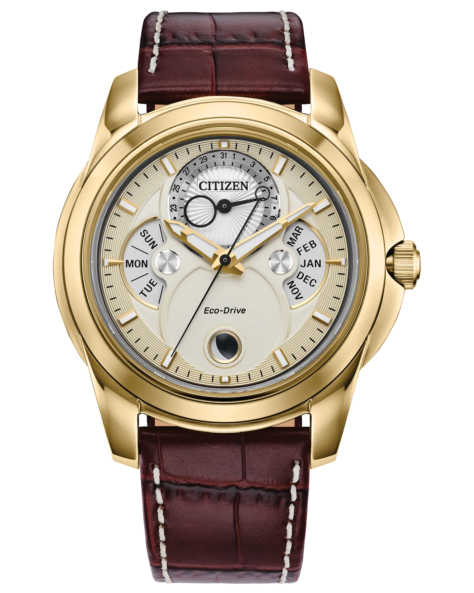 Citizen Calendrier Eco-Drive | Gold-Tone | Moonphase | Brown