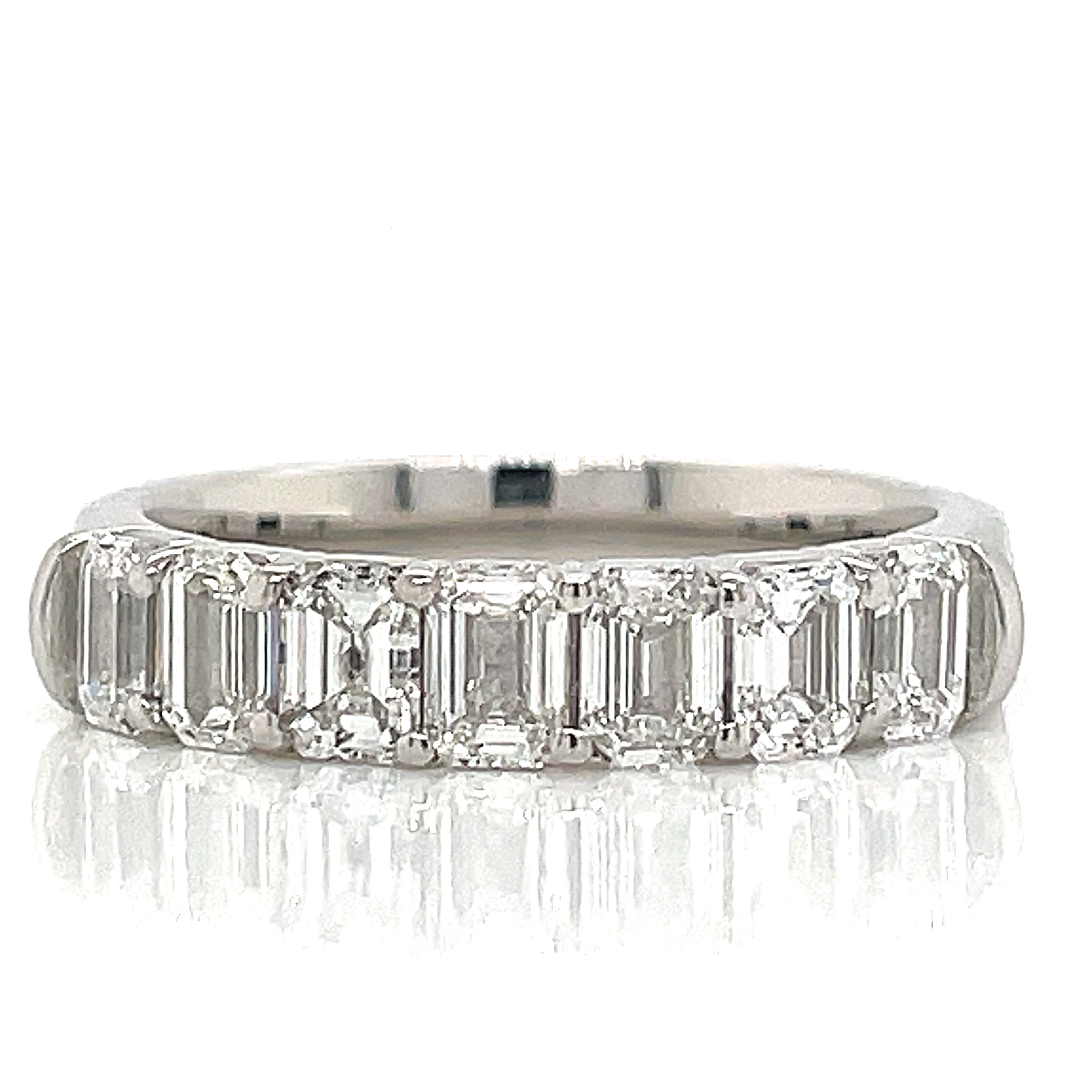 Platinum 1.66ct TW Classic 7 Stone Emerald Cut Diamond Ring