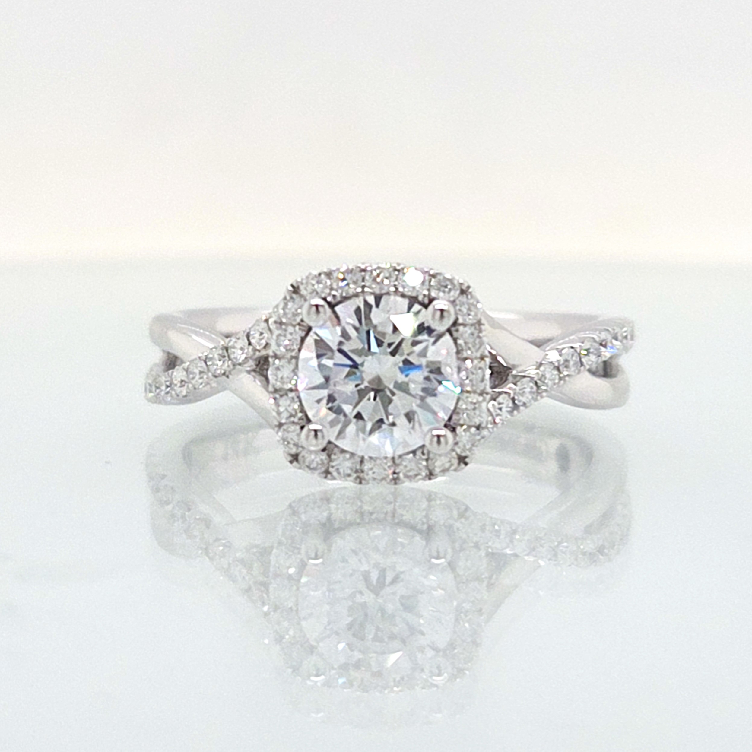 Cushion Halo with twist Diamond Engagement