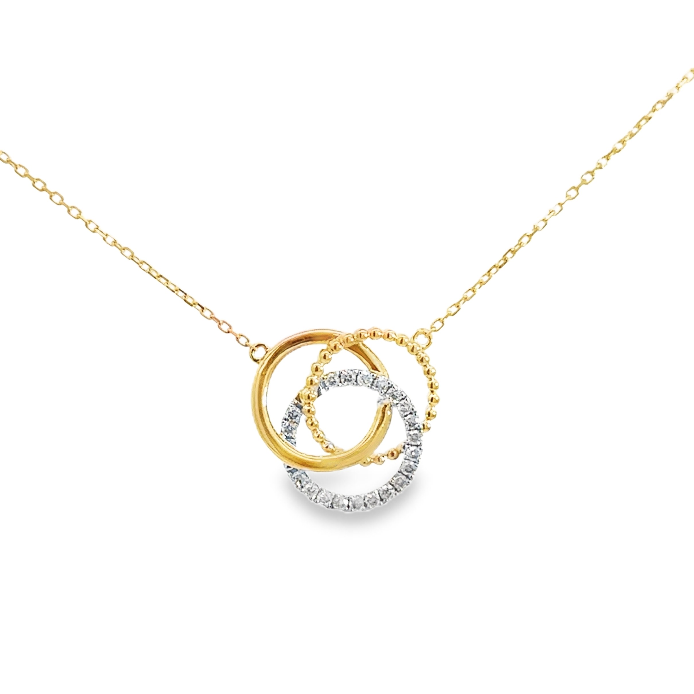 14 Karat Yellow and White Gold Triple Round Shape Open Polis