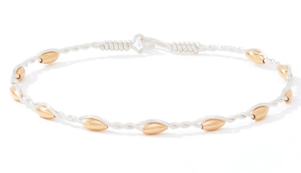 Ronaldo Sterling Silver with Gold Beads Graceful Bracelet