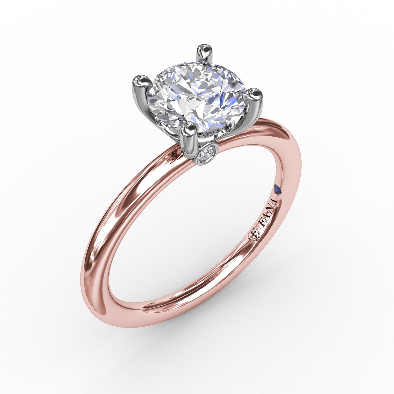 Fana Classic Round Rose Gold Diamond Solitaire Engagement Ri
