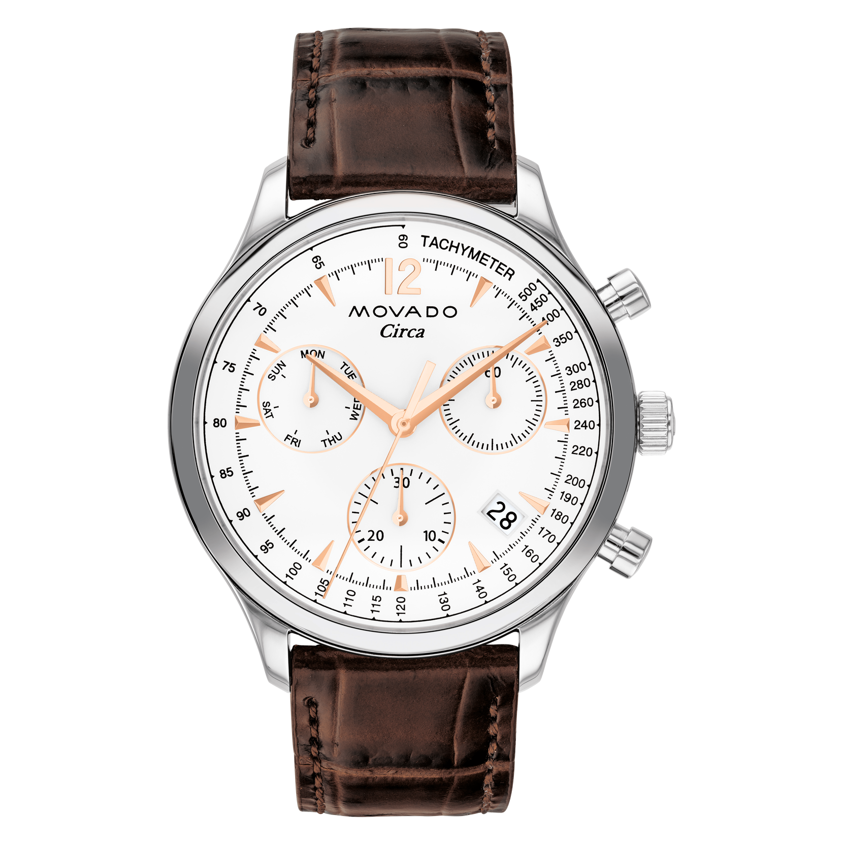 Movado Silver and Rose Gold Chronograph Bracelet Watch Movado Bold Evolution Chronograph Quartz Silver Dial Two  main image 2