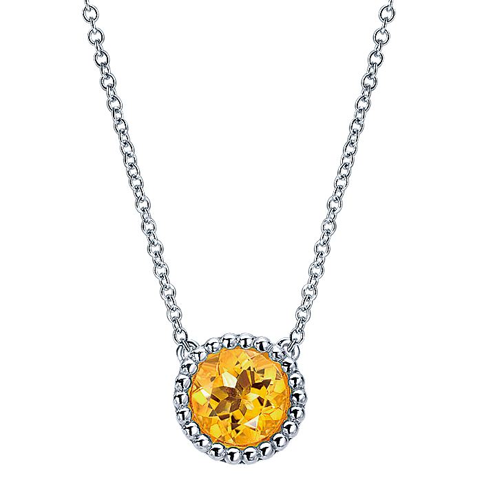 Gabriel & Co Sterling Silver Round Citrine Pendant ...