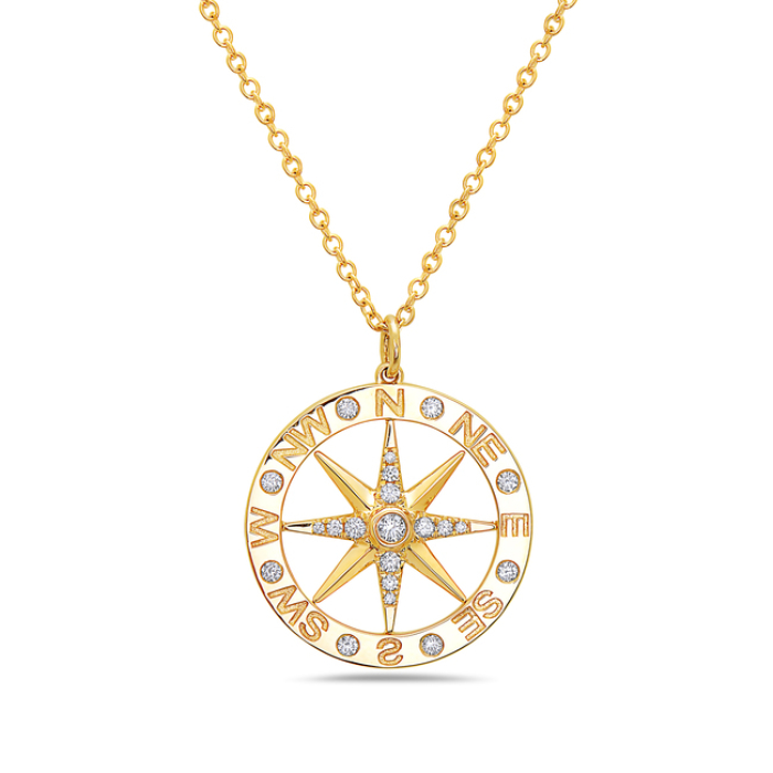 DeScenza Collection Diamond Compass Necklace