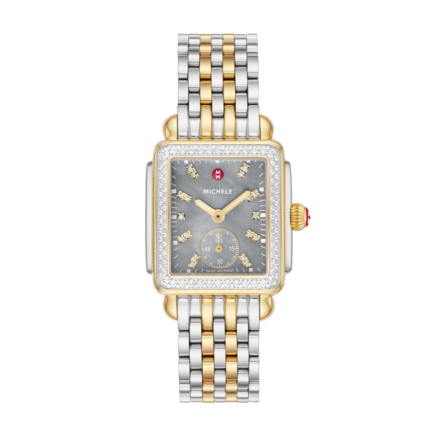 Christmas sale! Stunning Michele Watch with 108 diamonds and Mother of Pearl Michele Deco Madison White Ceramic Diamond Watch | Nasr  main image 4