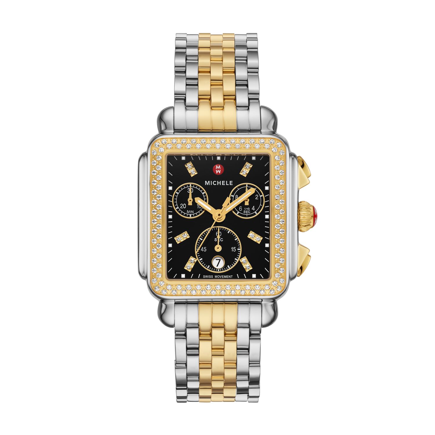 Michele Deco Watch with Diamonds MWW06A000808-Michele Watch-Deco Two-Tone Diamond Watch-SVS  main image 3