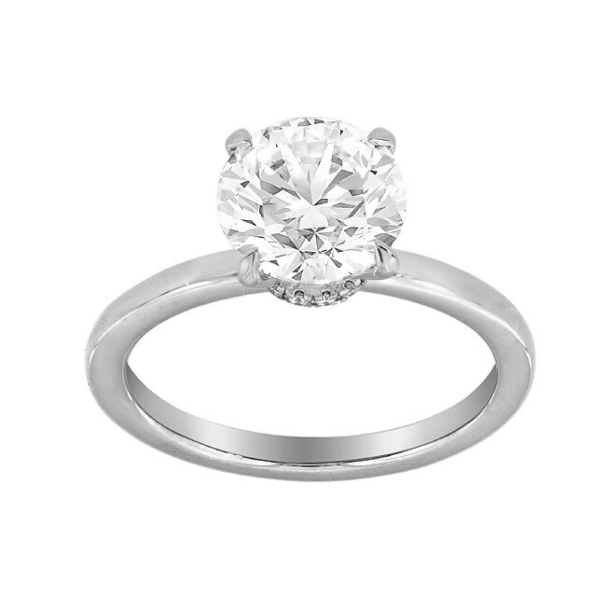 14KW Lab-Grown Round Diamond Hidden Halo Solitaire
