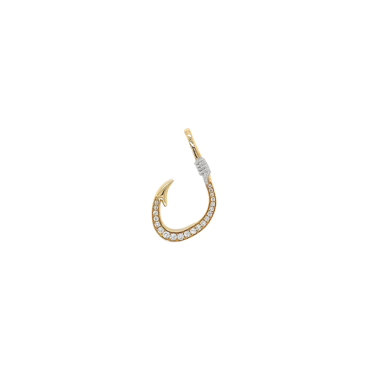 14K Two-Tone 0.06ctw Petite Diamond Fish Hook Pendant St. Petersburg Florida 14K Two-Tone 0.06ctw Petite Diamond Fish Hook Pendant St. Petersburg Florida