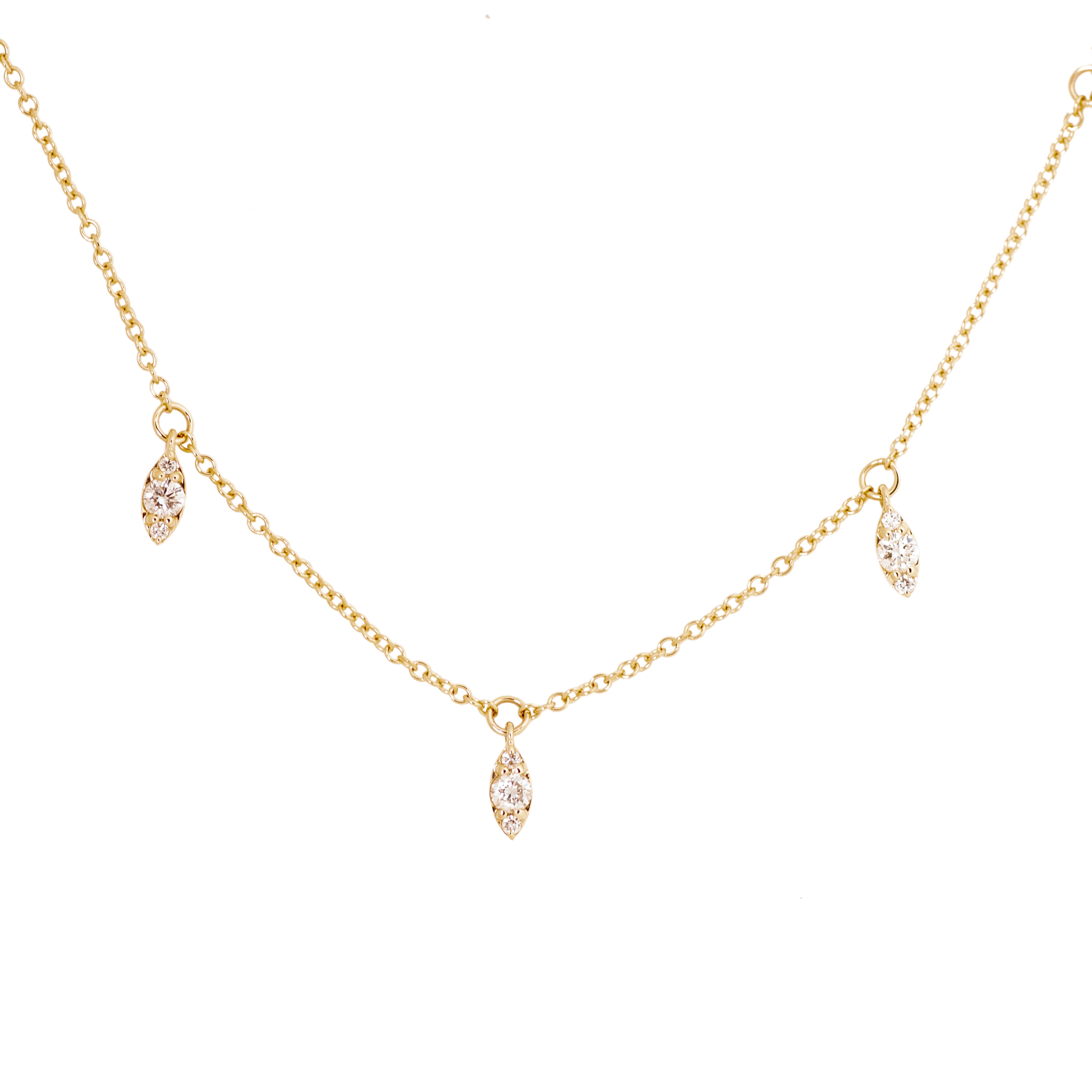 14K Yellow Gold Diamond Drop Station Necklace Petersburg Florida