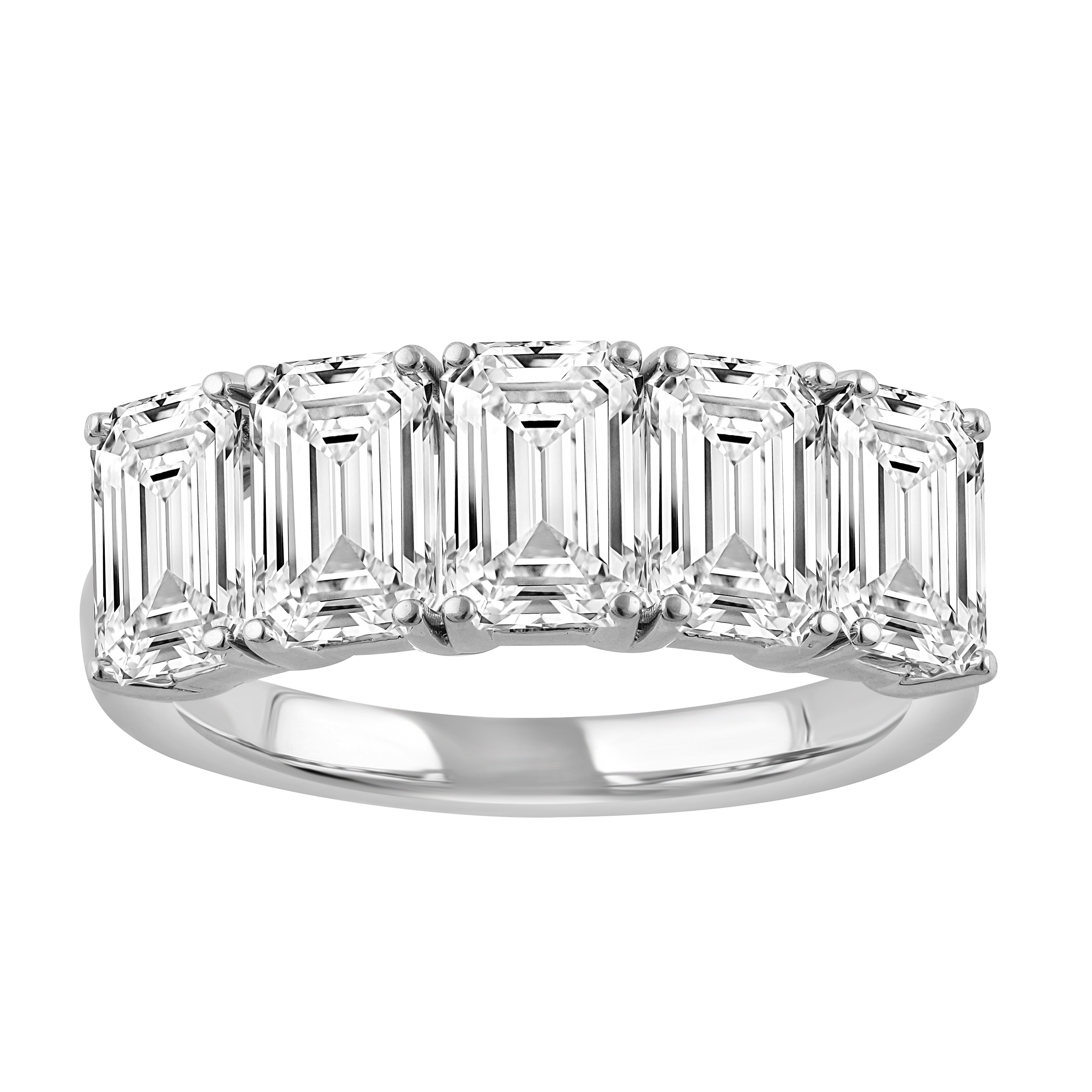 14K White Gold Emerald Cut Lab-Grown Diamond Band St