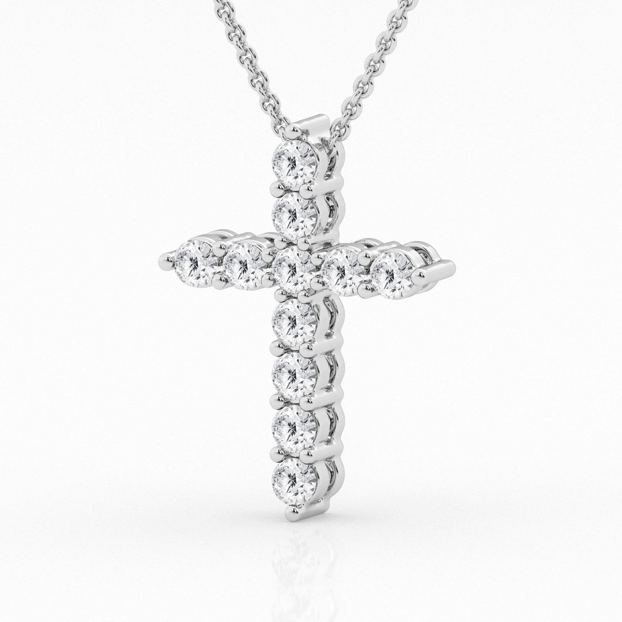 【HYERES LOR】24FW★ Essence Lab Diamond Cross Necklace 10K Certified 1.55Ct Round Lab Grown Diamond Cross Pendant 10K