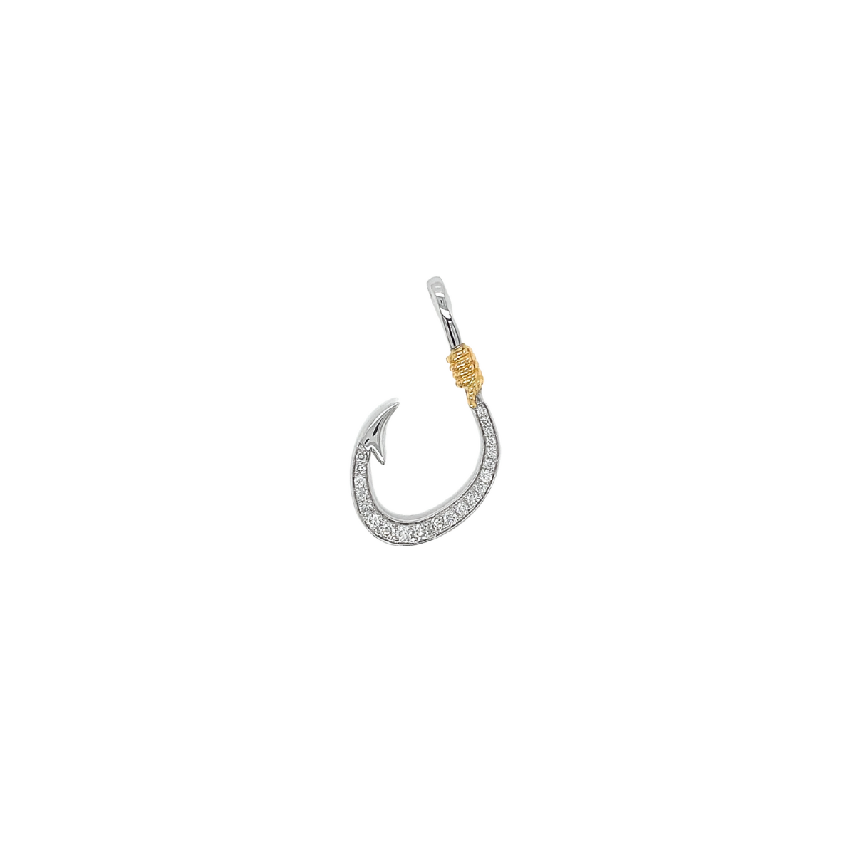 diamond fish hook jewelry 14K Two-Tone 0.06ctw Diamond Fish Hook Pendant