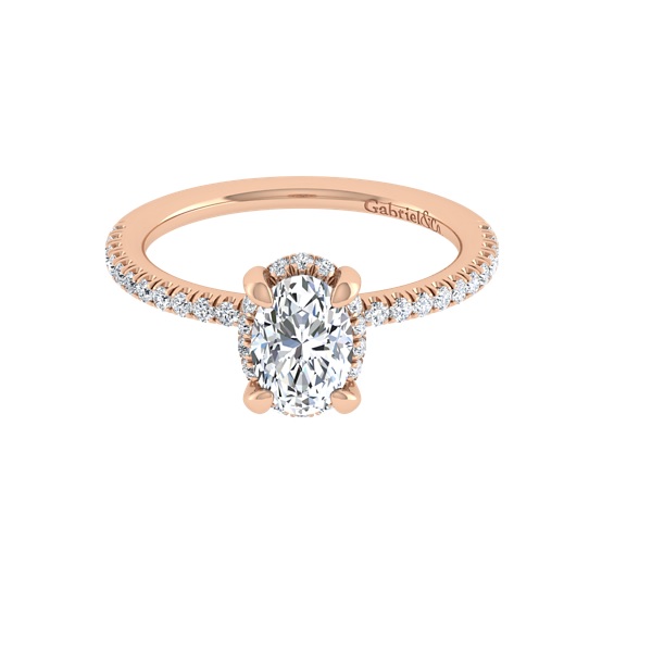 Gabriel Co Rose Gold Oval Diamond Hidden Halo Engagement Ring Style Er14719o4k44jj Dickinson Jewelers Dunkirk Md