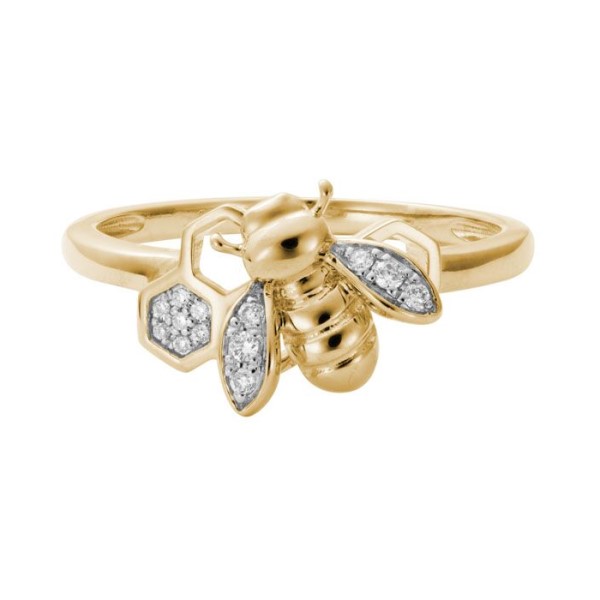 14k Yellow Gold Diamond Bee Ring 001-130-02412 Dickinson