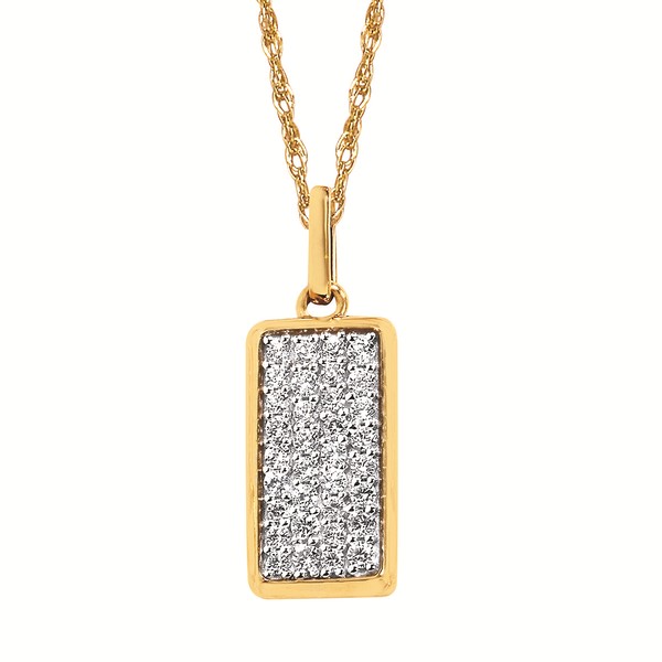 14Kt Yellow Pave Diamond Dog Tag Pendant 002-160-05335 Dickinson