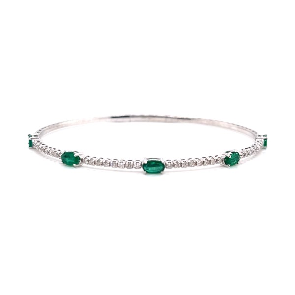 14Kt White Gold Emerald Bangle Bracelet 002-240-00476 Dickinson