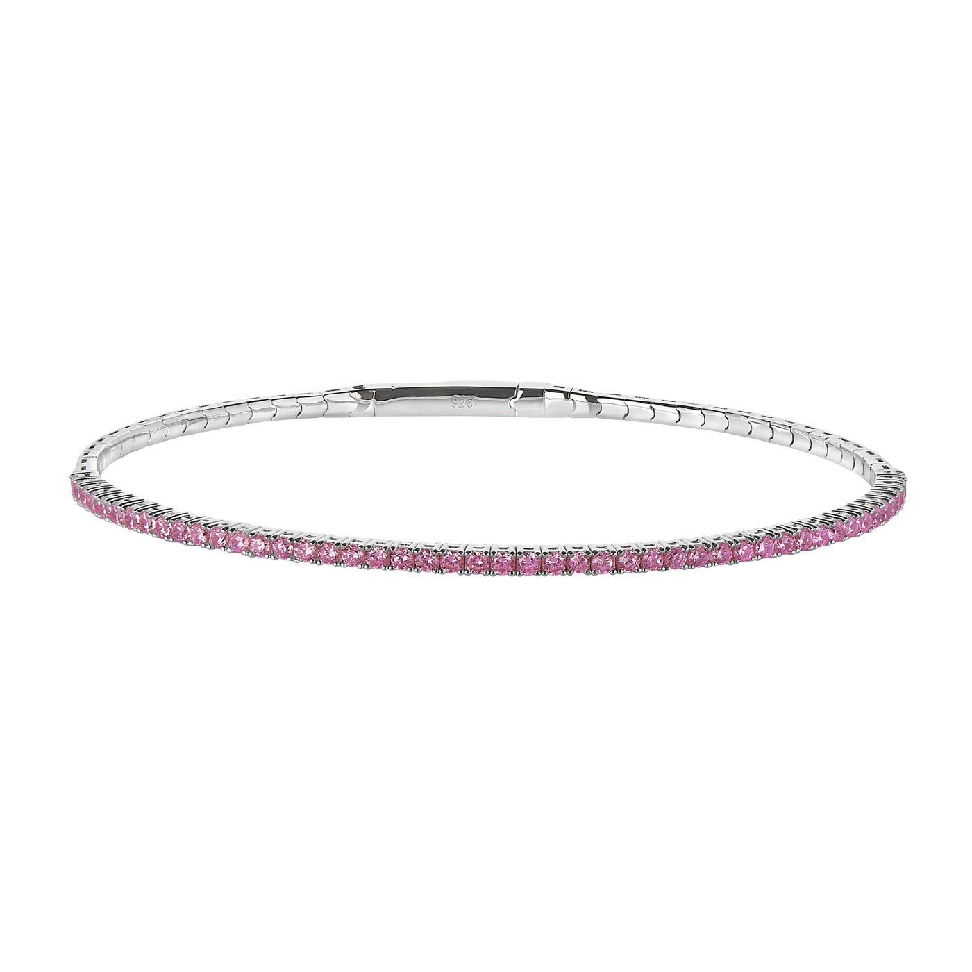Sterling Silver Simulated Pink Sapphire Birthstone Tennis Br  display picture 2