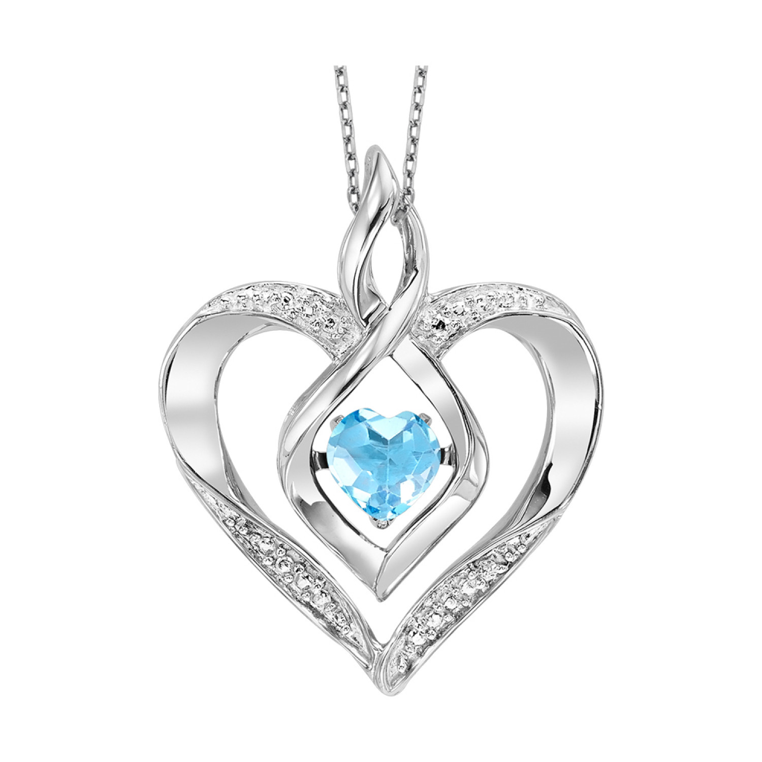 Sterling Silver Created Blue Topaz Heartbeat Pendant | Dickinson