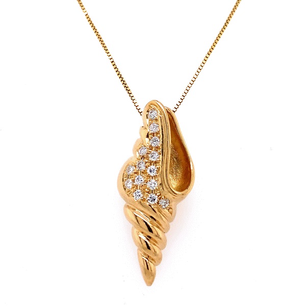 Conch Shell Gold And Diamond Pendant