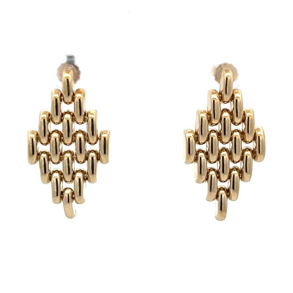 Estate 14Kt Yellow Gold Panther Link Drop Post Earrings