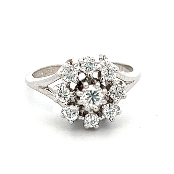 Estate 14Kt White Diamond Halo Cluster Ring 001-780-2001402