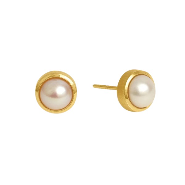 22k Yellow Gold Plated Freshwater Pearl Signature Midi Stud
