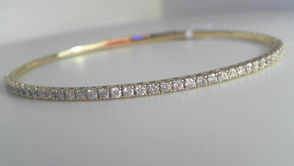 14K Yellow Gold Diamond Flex Bangle Bracelet 001-170-00326