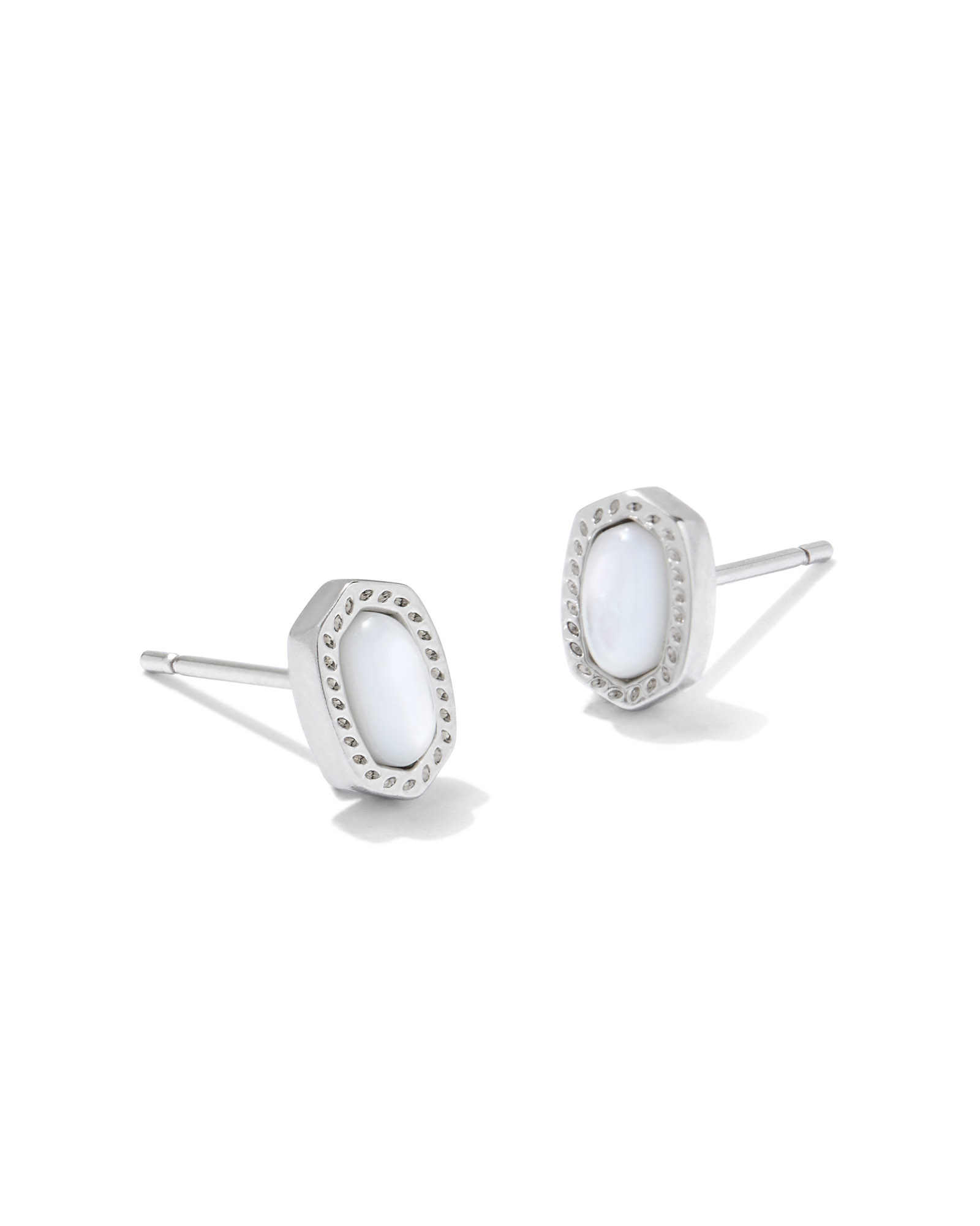 Kendra Scott Mini Ellie White Rhodium Plated Stud Earrings