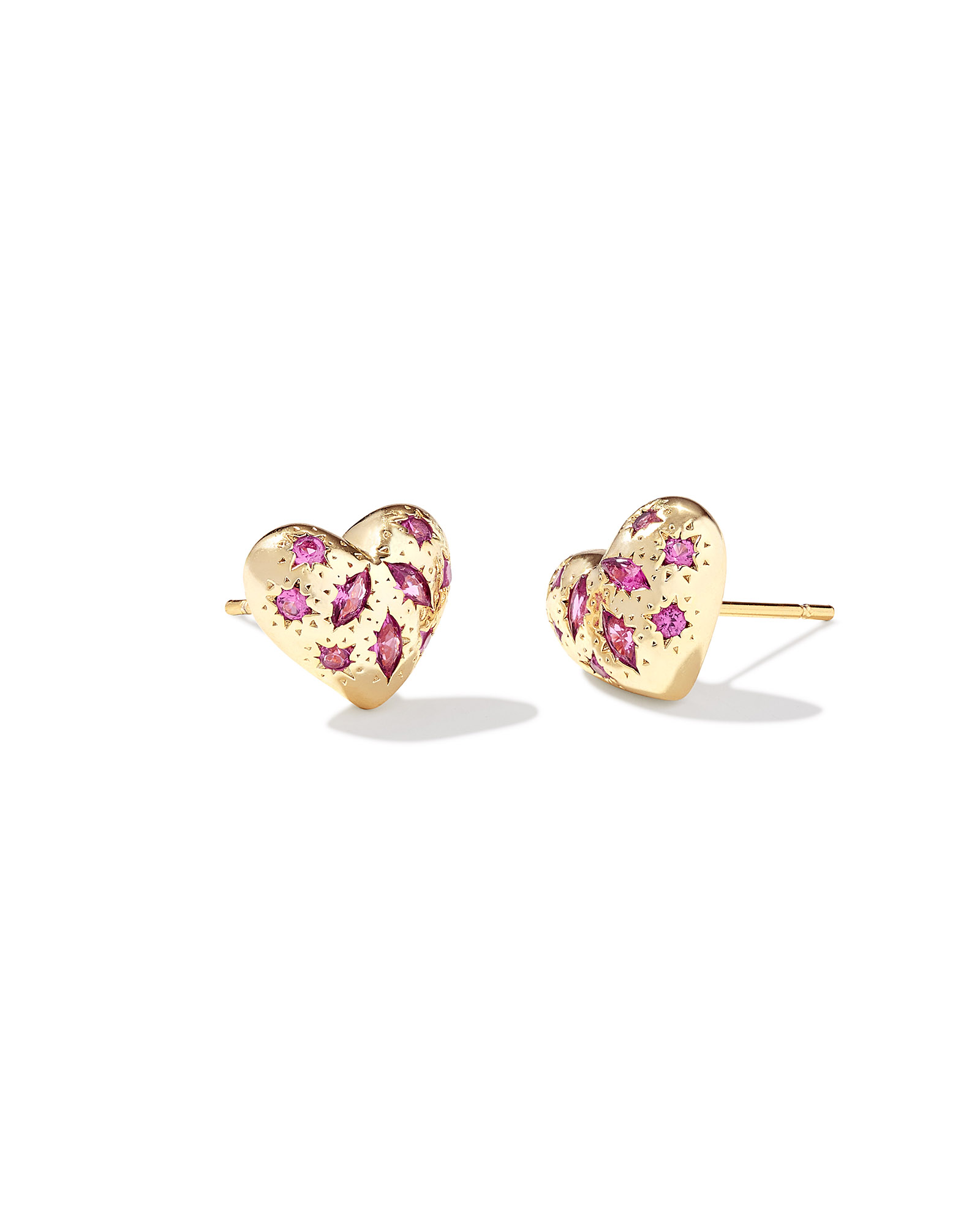 Holland Heart Yellow 14 Karat Gold Plated Stud Earrings With