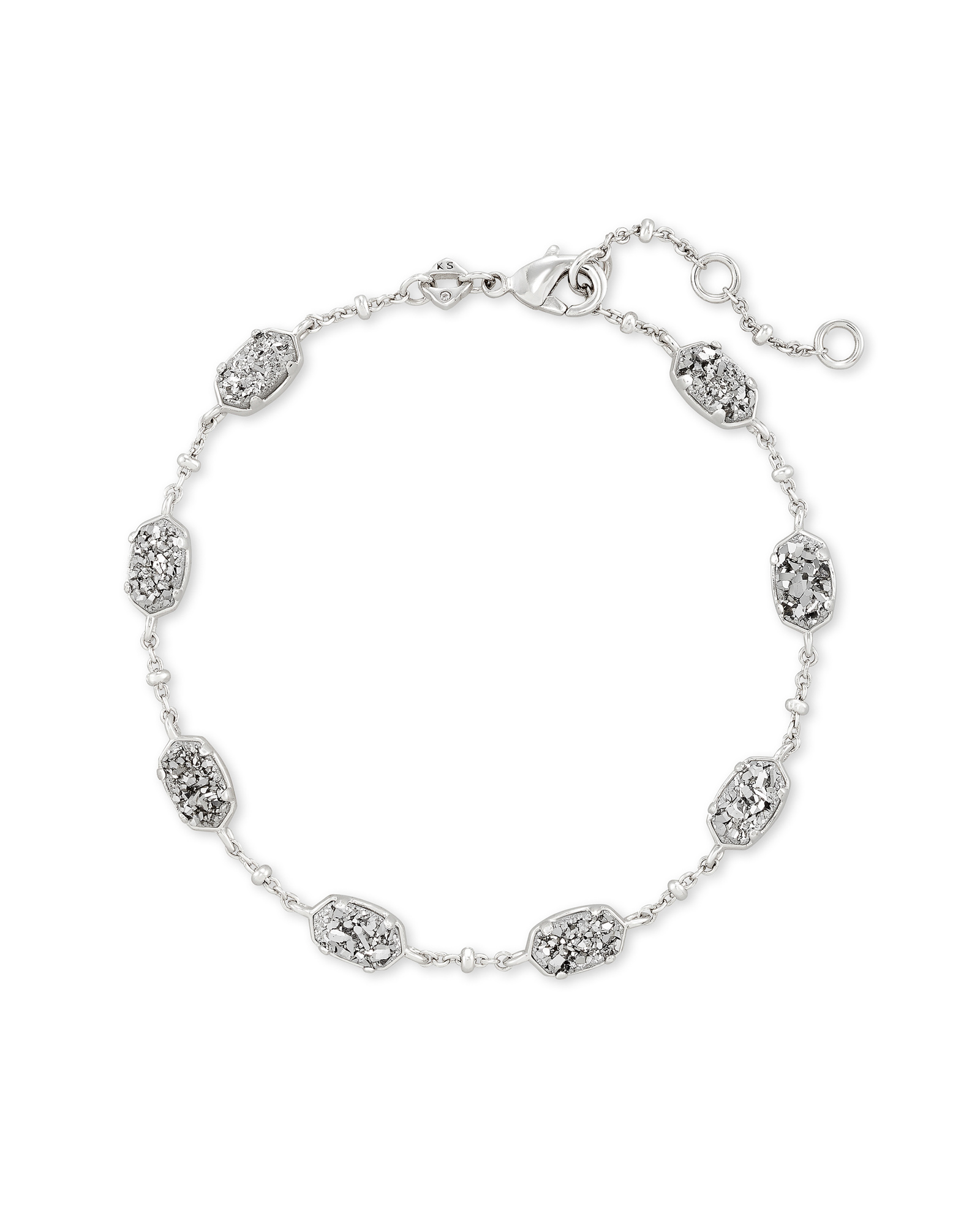 Emilie White Rhodium Plated Link Bracelet