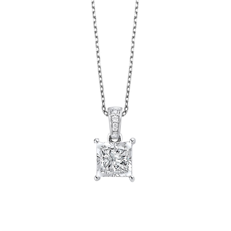 14kt White Gold Princess Cut Diamond Necklace 001 165 01414 Don S Jewelry Design Washington Ia - Princess Cut Diamond Pendant Designs