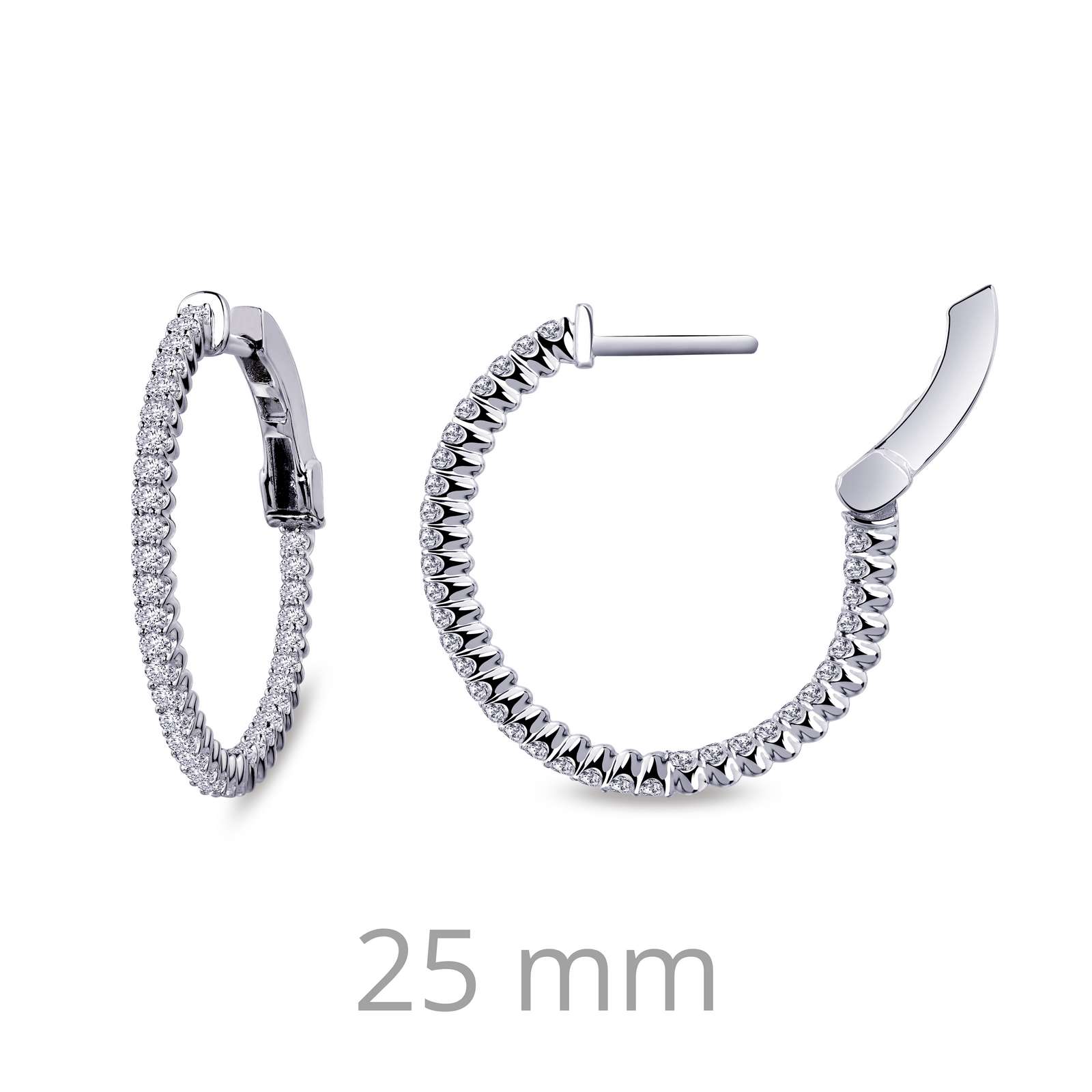 Fake diamond hoop earrings silver Clearance