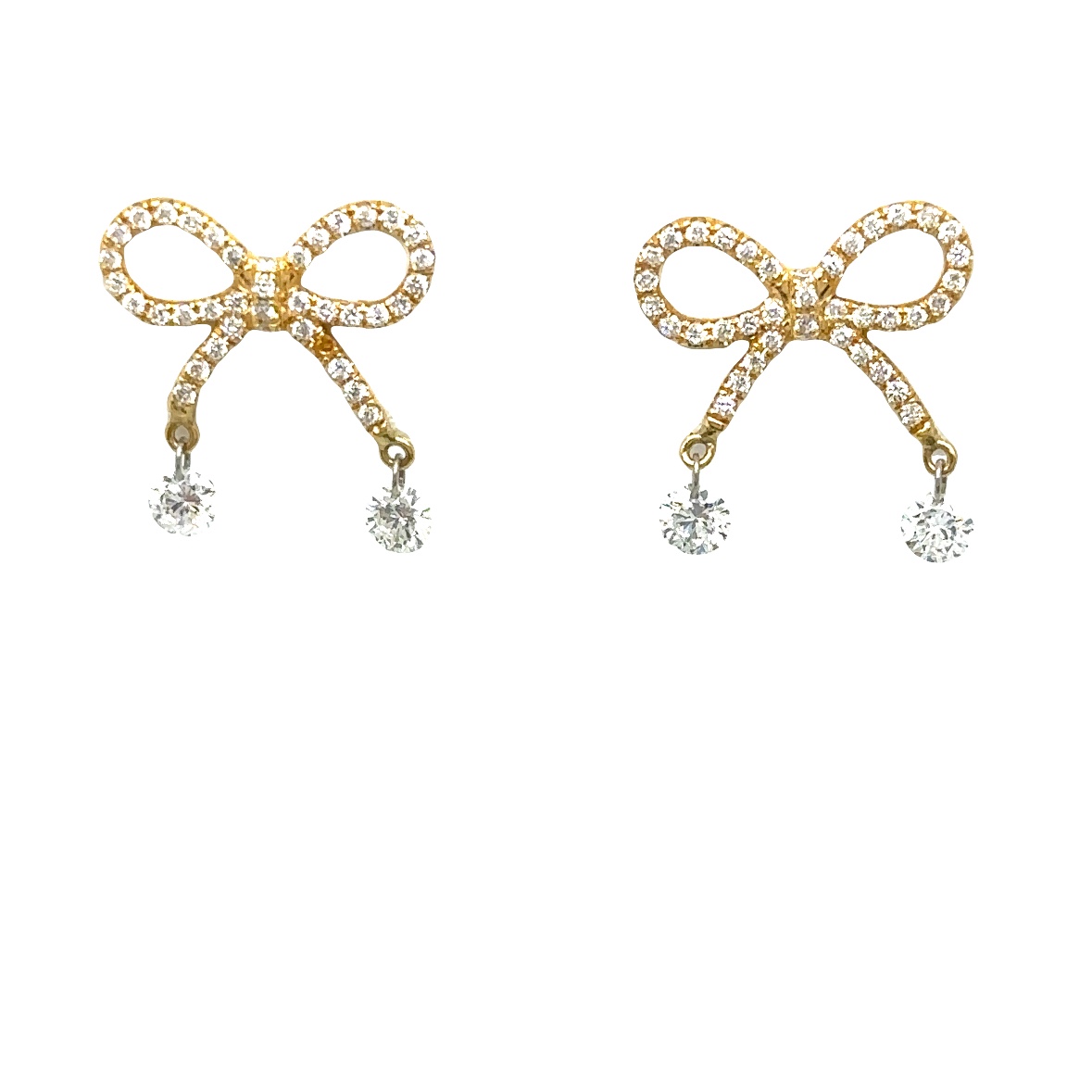 18k yellow gold diamond earrings, icicle collection  display picture 1
