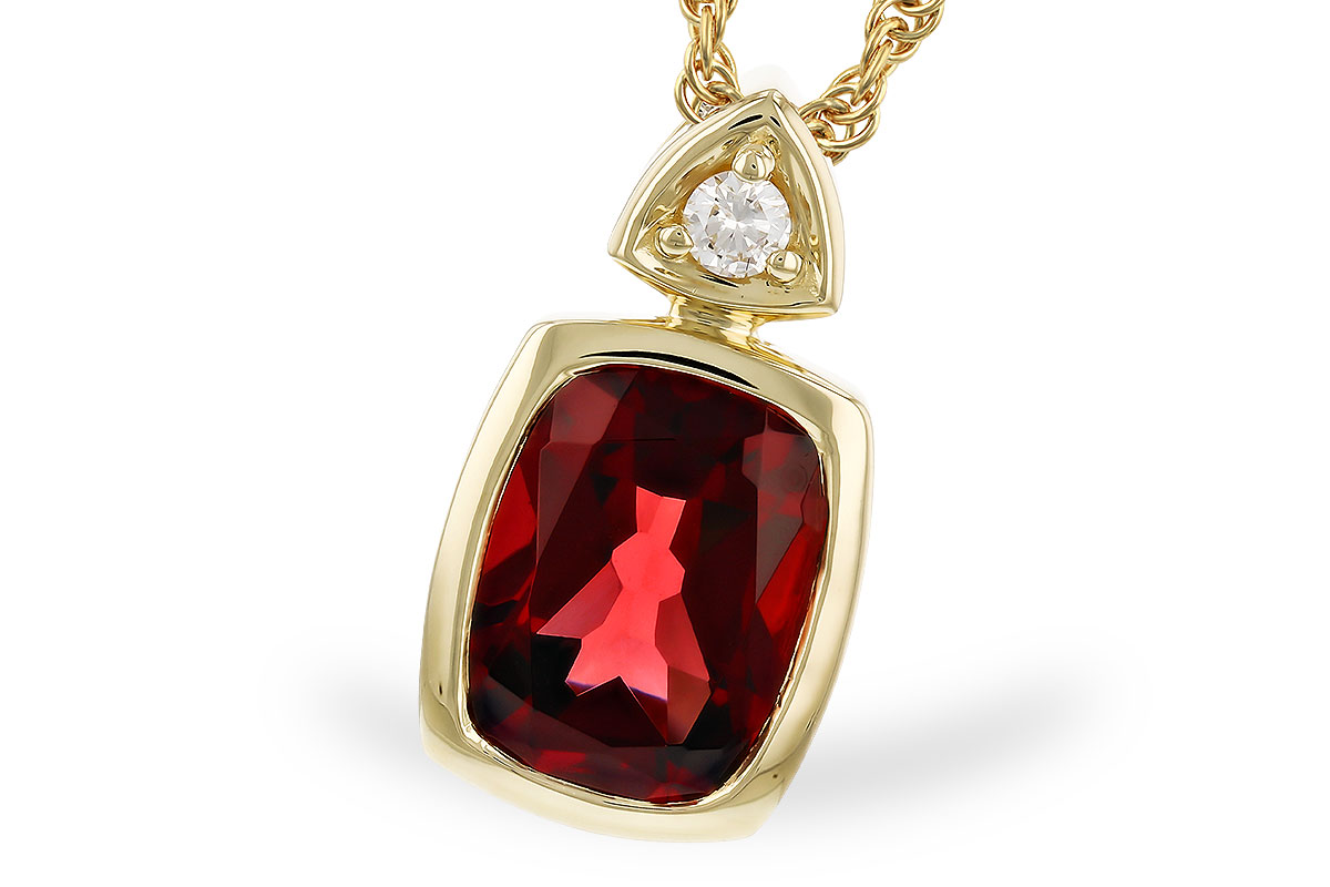 Bezel Set Garnet Diamond Pendant 001-030-00795 Elgin's Fine