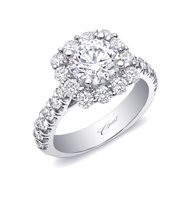 14K White Gold Diamond Halo Engagement Ring 00111002185 Elgin's