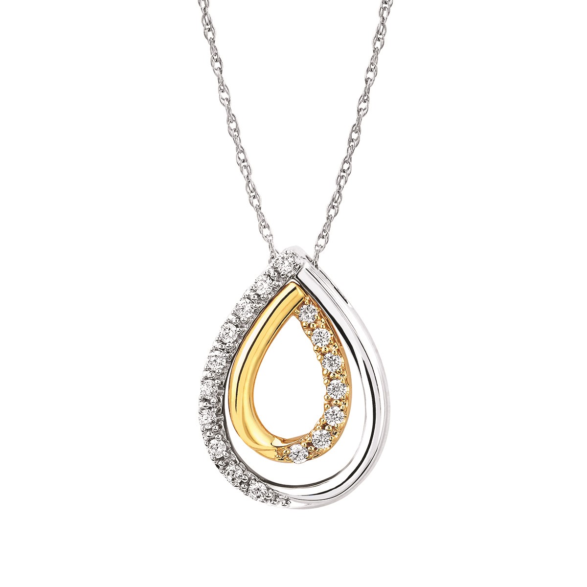 ネックレス・ペンダント MORELLATO 5701 2POINTS DIAMOND TEARDROP MOTIFS NECKRACE Swiss Blue Topaz Teardrop Pendant with Diamond | Angara