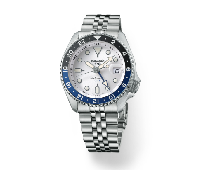 Seiko Mens Seiko 5 Sports SS Automatic GMT Watch Silver Dial  display picture 1