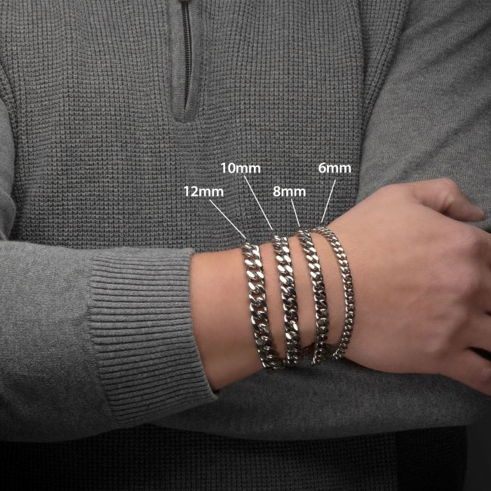 INOX Men's Stainless Steel 8mm Miami Cuban Chain Bracelet