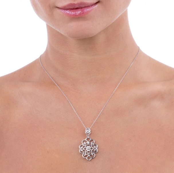 Anna Zuckerman Platinum Finish Olivia Necklace 001-430-03094