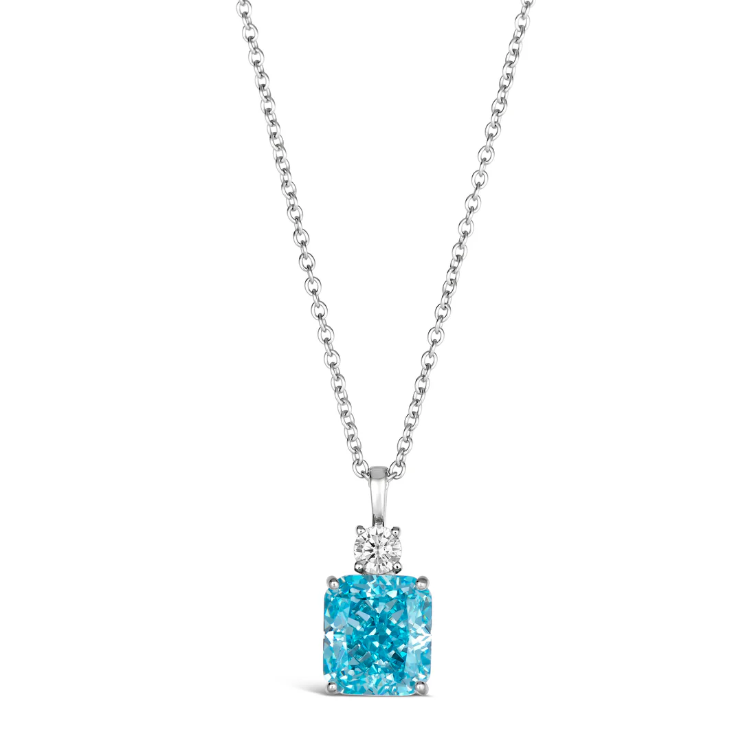 Anna Zuckerman SS Aqua Diamond Crystalline Necklace Elgin's Fine
