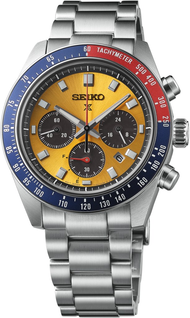 SEIKO SpeedTimer ブラック/ブルー/オレンジ Seiko Speedtimer Solar Chronograph Yellow Dial SSC947
