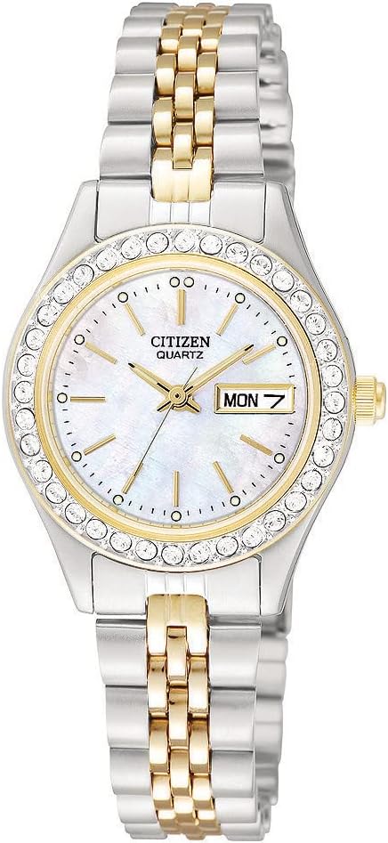 citizen ladies dress watch Quartz Women's Crystal Two-Tone Rolo EQ0534-50D gs b Perfectly Warm