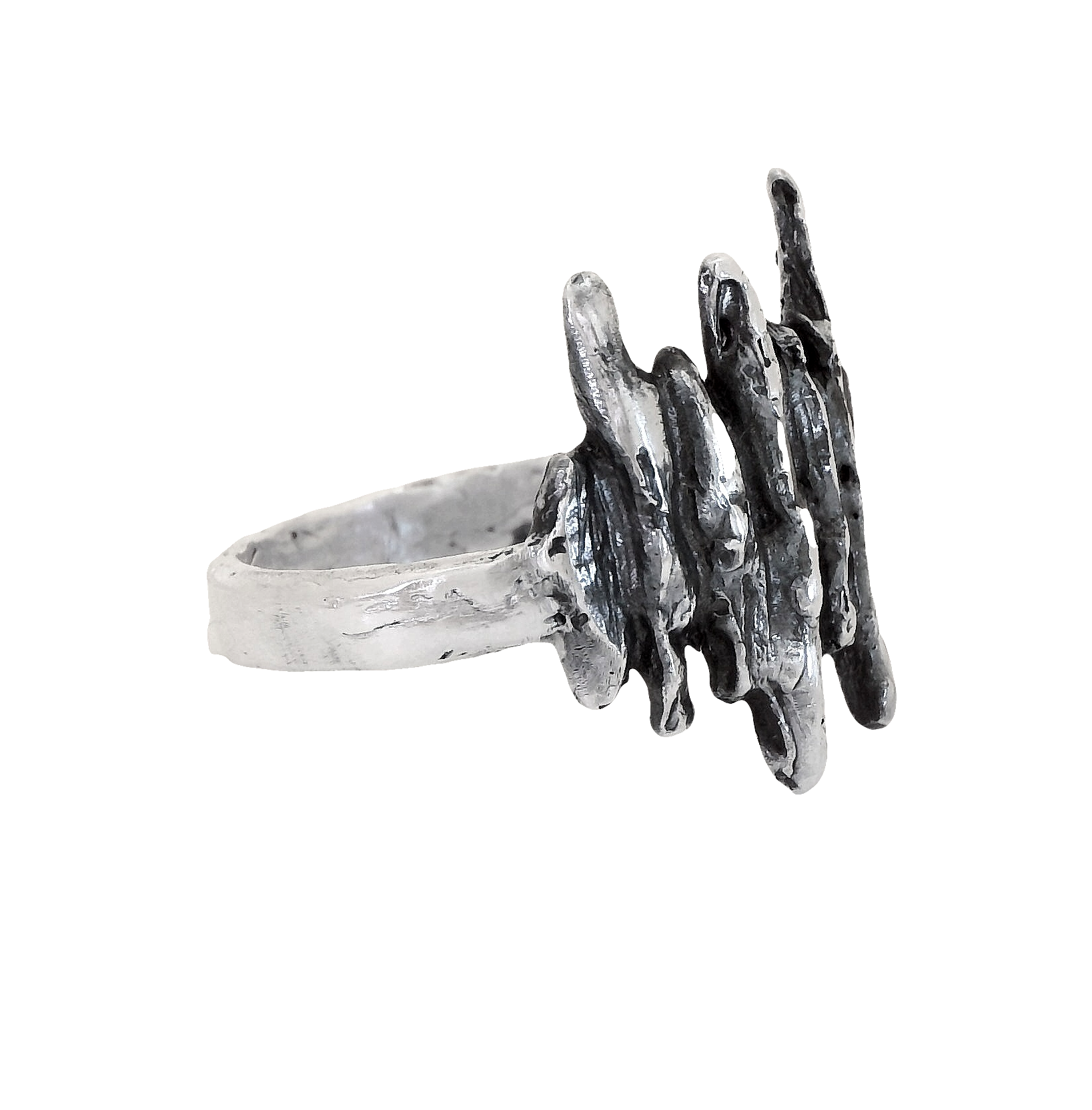 Sterling Silver Brutalist Style Ring Size 9.5 001-620-00507