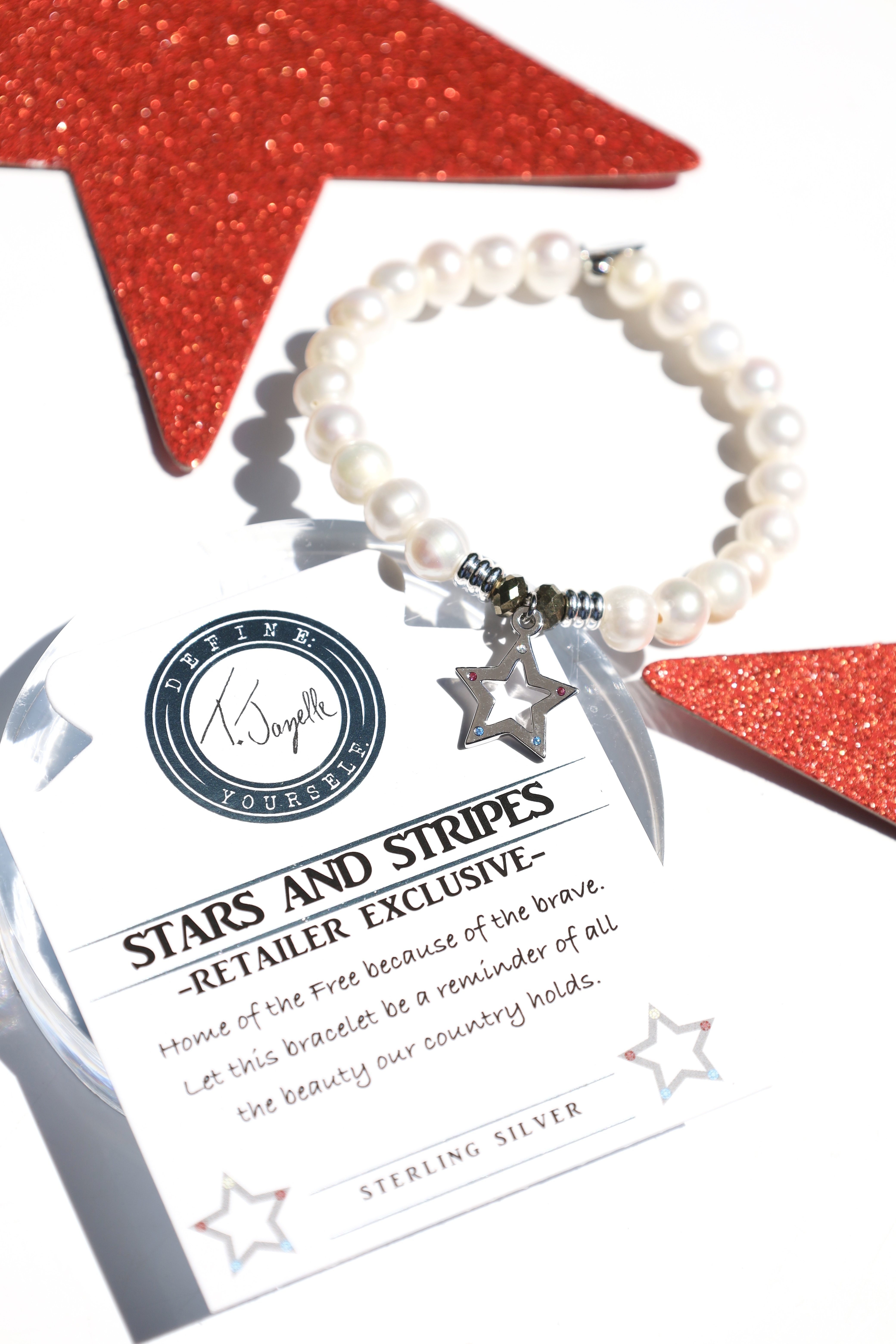 T. Jazelle Stars and Stripes Silver Bracelet 001-611-00383