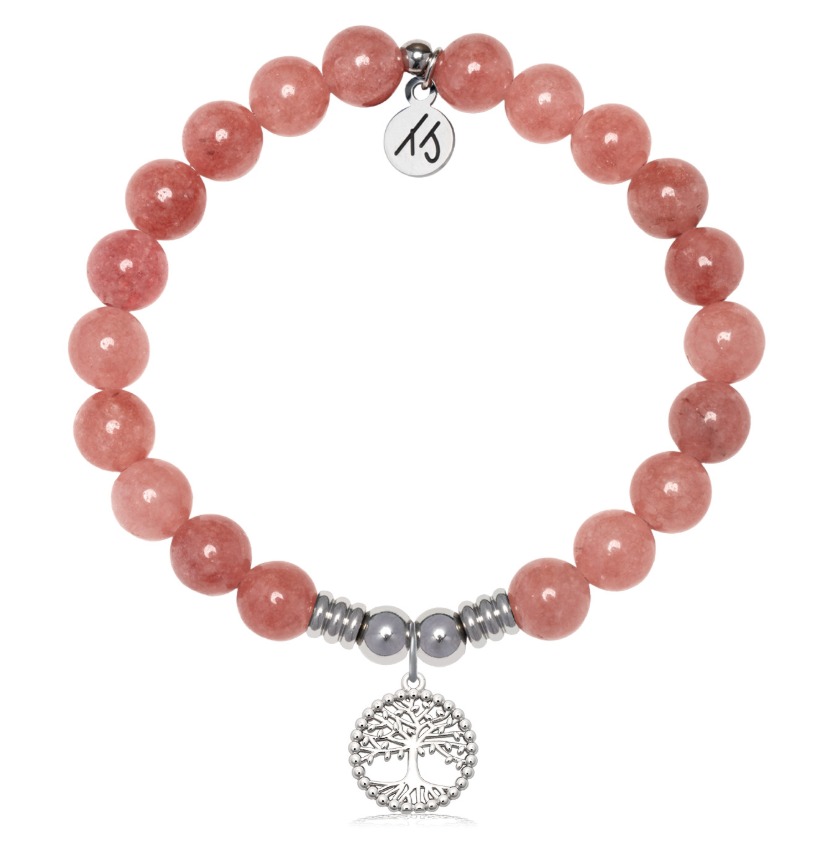 Stainless Steel Strawberry Jade Family Tree Bracelet | Erickson