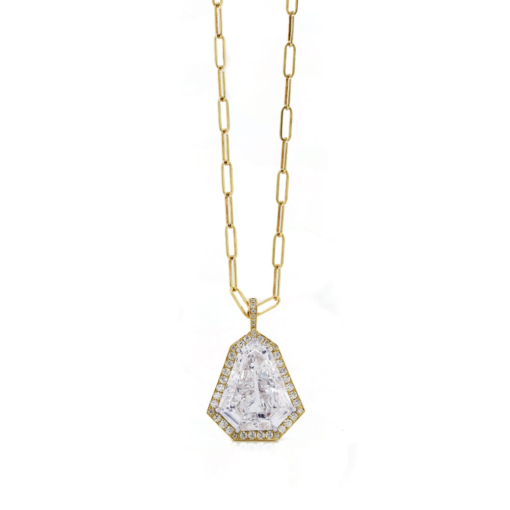 Shield Cut Diamond Halo Pendant 001 300 10469 18KY Campbell Joe shield-cut-diamond-halo-pendant-001-300-10469-18ky-campbell-joe