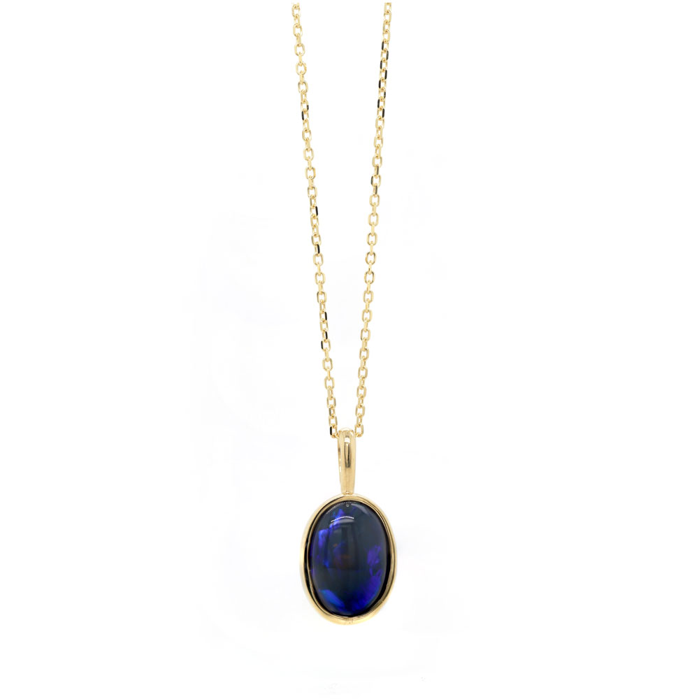 Black Opal Bezel Set Pendant 001-330-00129 18KY | Joe