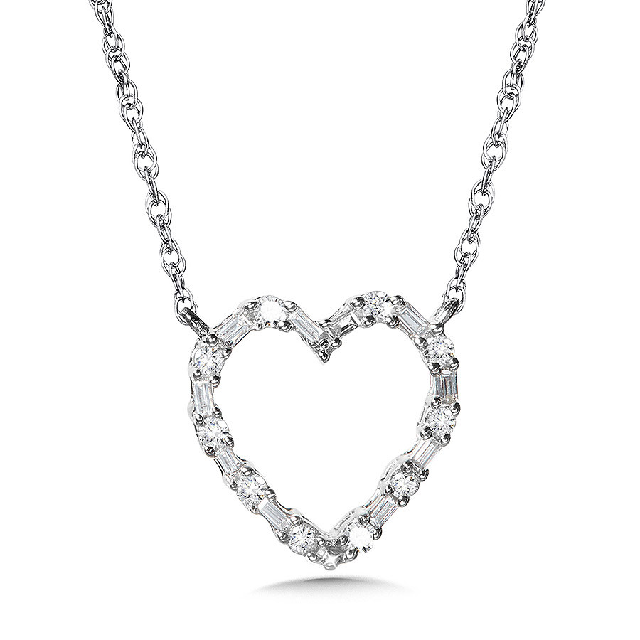 Diamond baguette heart pendant clearance